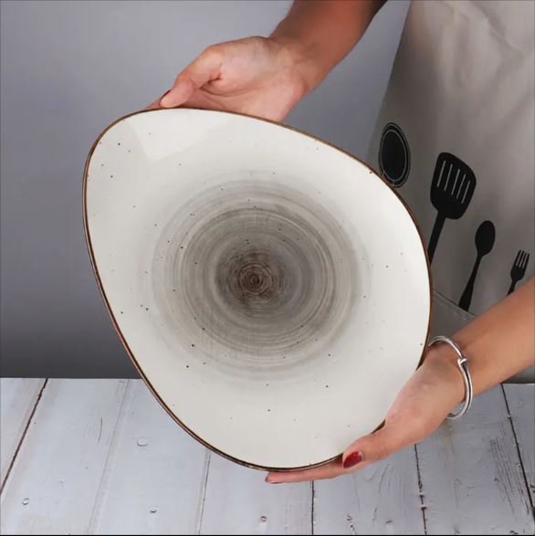 Irregular Ceramic Lunch Serving Plate - Techmanistan in Pakistan