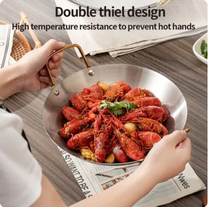 Steel Wok Frying Pan with Dual Handles