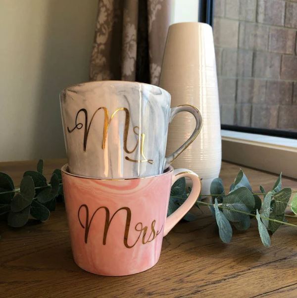 Mr. & Mrs. Marble Pattern Mug Techmanistan