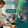 34cm Double Sided Laser Coated Stainless Steel Wok with Steamer