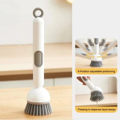 Rotating Long Handle Soap Dispensing Kitchen Brush