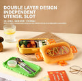 Burger Shaped 2-Compartments Bento Box with Steel Cutlery