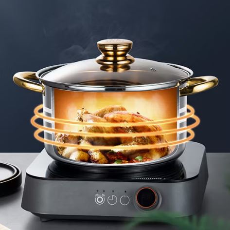 12-Piece Classic Stainless Steel Golden Handles Cookware Set