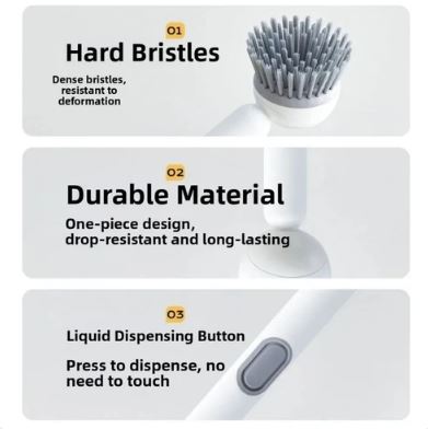 Rotating Long Handle Soap Dispensing Kitchen Brush
