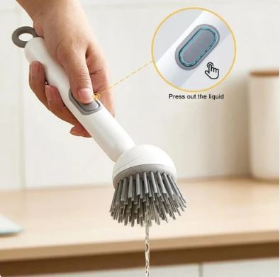 Rotating Long Handle Soap Dispensing Kitchen Brush
