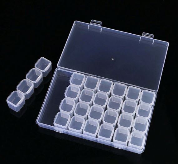28-Compartment Transparent Plastic Storage Box With Lid | Jewelry Box