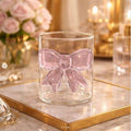 1Pc - Clear Glass Cup with Pink Bow Design