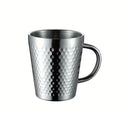 Stainless Steel Hammered Texture Glass with Handle - Coffee Cup