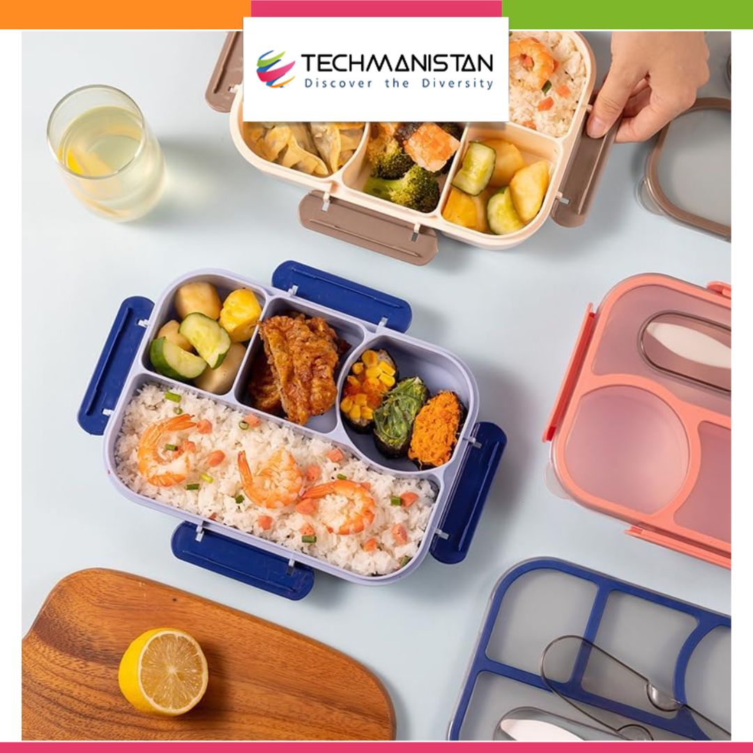 Kids Bento Lunch Box with Fork – Leakproof & Safe - Techmanistan in Pakistan