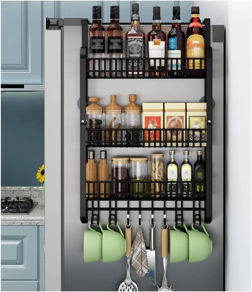 Kitchen Refrigerator Side Rack, 3 Tier Storage Rack, Fridge Spice Rack Refrigerator Rack Side Shelf Refrigerator Shelf, Fridge Side Rack, 3 Tier Kitchen Spice Rack, Organizer - Techmanistan in Pakistan