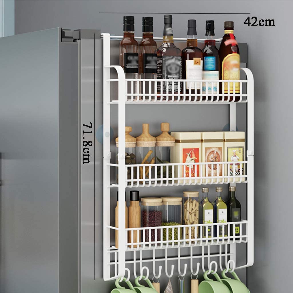 Kitchen Refrigerator Side Rack, 3 Tier Storage Rack, Fridge Spice Rack Refrigerator Rack Side Shelf Refrigerator Shelf, Fridge Side Rack, 3 Tier Kitchen Spice Rack, Organizer - Techmanistan in Pakistan
