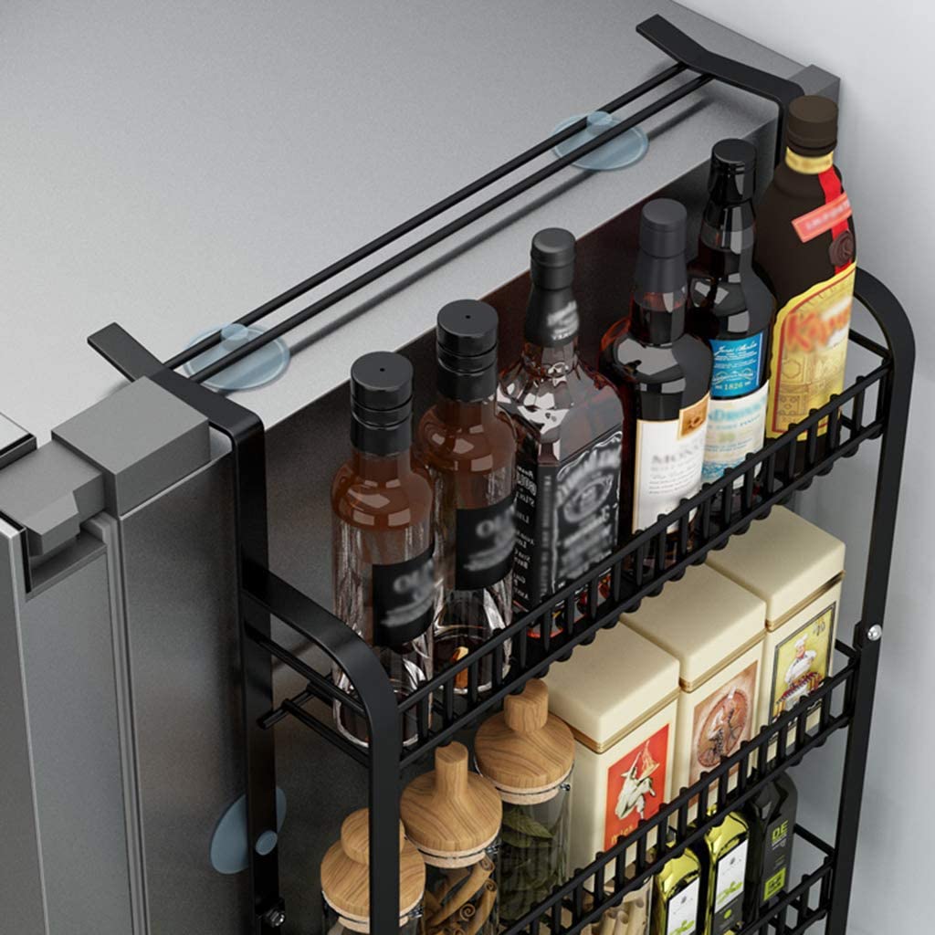 Kitchen Refrigerator Side Rack, 3 Tier Storage Rack, Fridge Spice Rack Refrigerator Rack Side Shelf Refrigerator Shelf, Fridge Side Rack, 3 Tier Kitchen Spice Rack, Organizer - Techmanistan in Pakistan