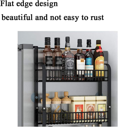 Kitchen Refrigerator Side Rack, 3 Tier Storage Rack, Fridge Spice Rack Refrigerator Rack Side Shelf Refrigerator Shelf, Fridge Side Rack, 3 Tier Kitchen Spice Rack, Organizer - Techmanistan in Pakistan