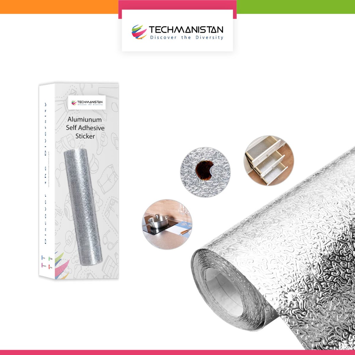 Kitchen Self Adhesive Oil Proof Waterproof Aluminum Foil Stove Oven Sticker Sheet - Techmanistan in Pakistan