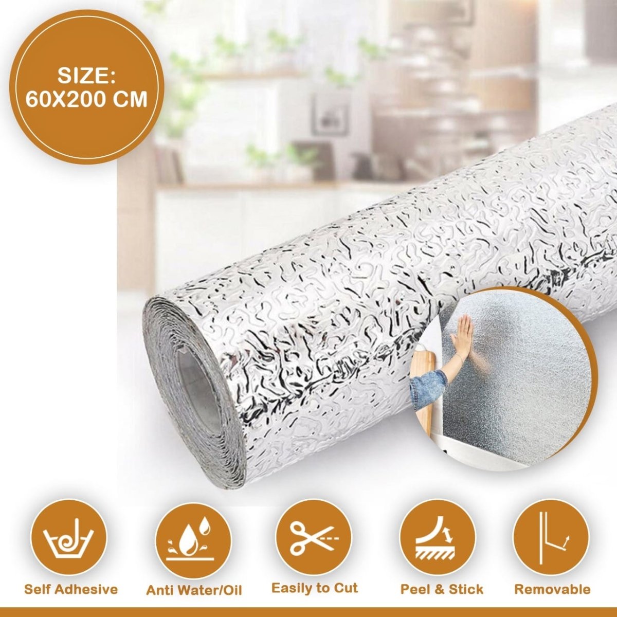 Kitchen Self Adhesive Oil Proof Waterproof Aluminum Foil Stove Oven Sticker Sheet - Techmanistan in Pakistan