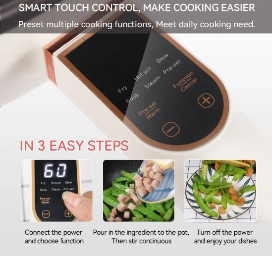 Deep Honeycomb Non-Stick Electric Sauce Pan with Glass Lid