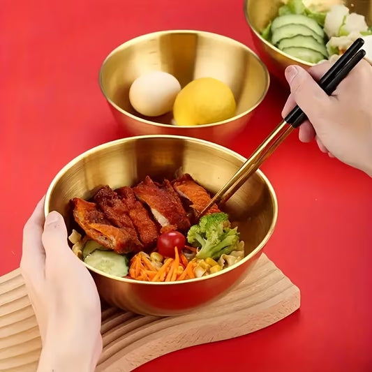 3 Pcs Golden Stainless Steel Bowls Set