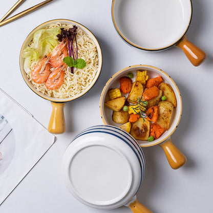 Korean Bowl Cute Ceramic Bowl With Handle - Techmanistan in Pakistan