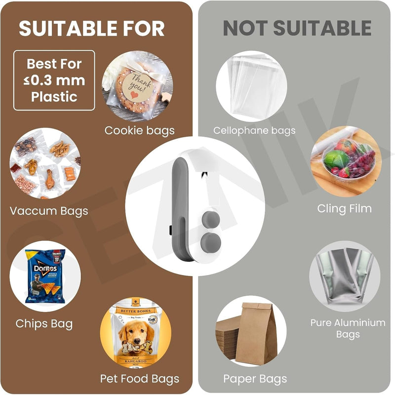 Rechargeable Mini Sealing Machine | 2-in-1 Bag Sealer & Cutter