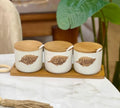 3-Piece Kitchen Spice Jar Set with Wooden Lids & Tray