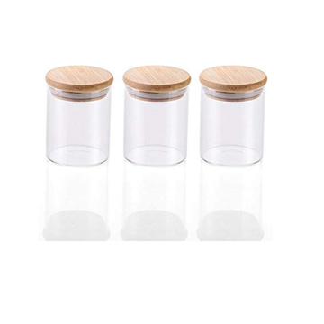 Pack of 3 - 250ml Airtight Glass Jar with Bamboo Lid