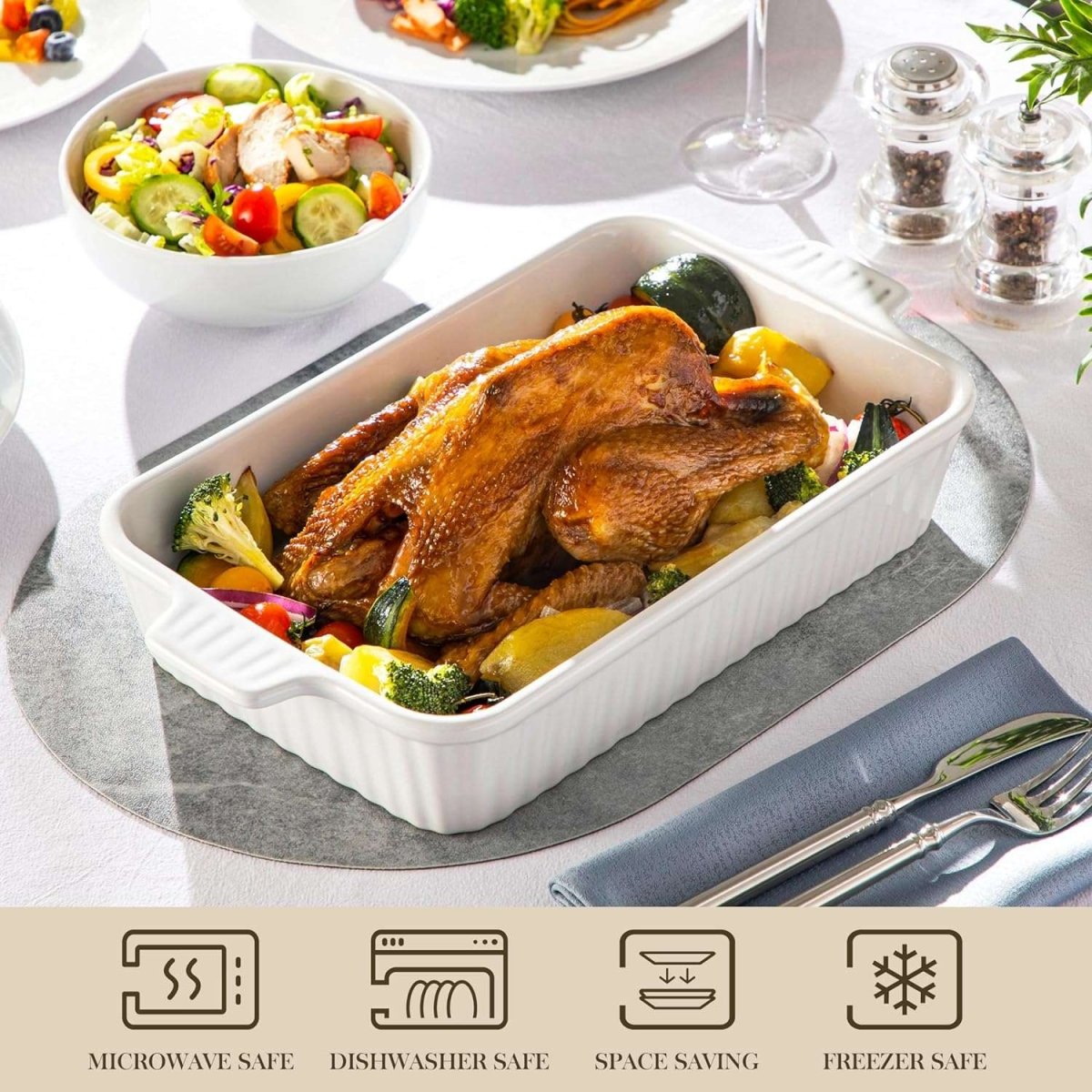 Long Ceramic Serving Tray with Handles - Techmanistan in Pakistan