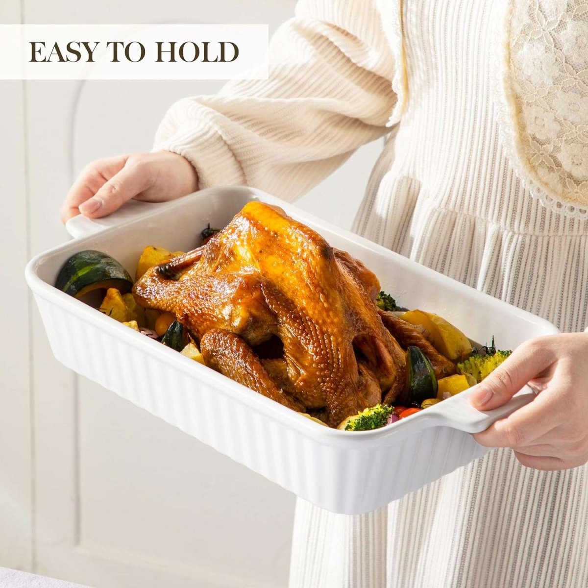 Long Ceramic Serving Tray with Handles - Techmanistan in Pakistan