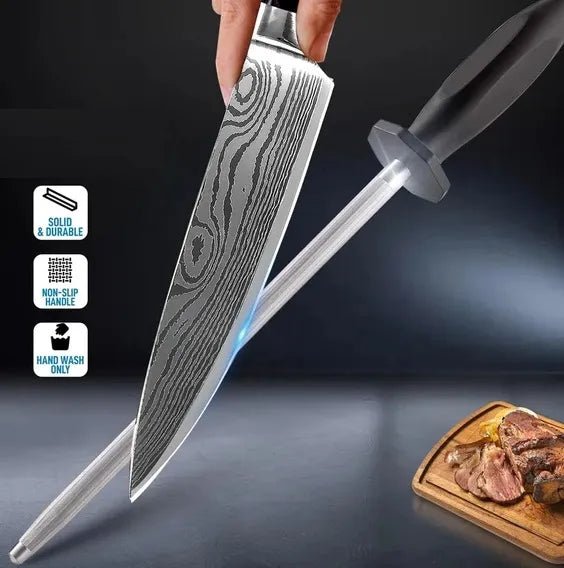 Long Stainless Steel Knife Sharpener Rod - Techmanistan in Pakistan