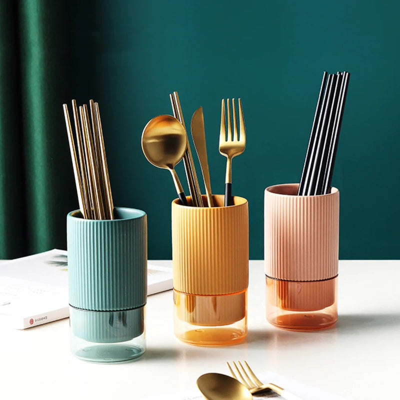 Self Draining Ceramic Chopsticks Cutlery Holder Techmanistan