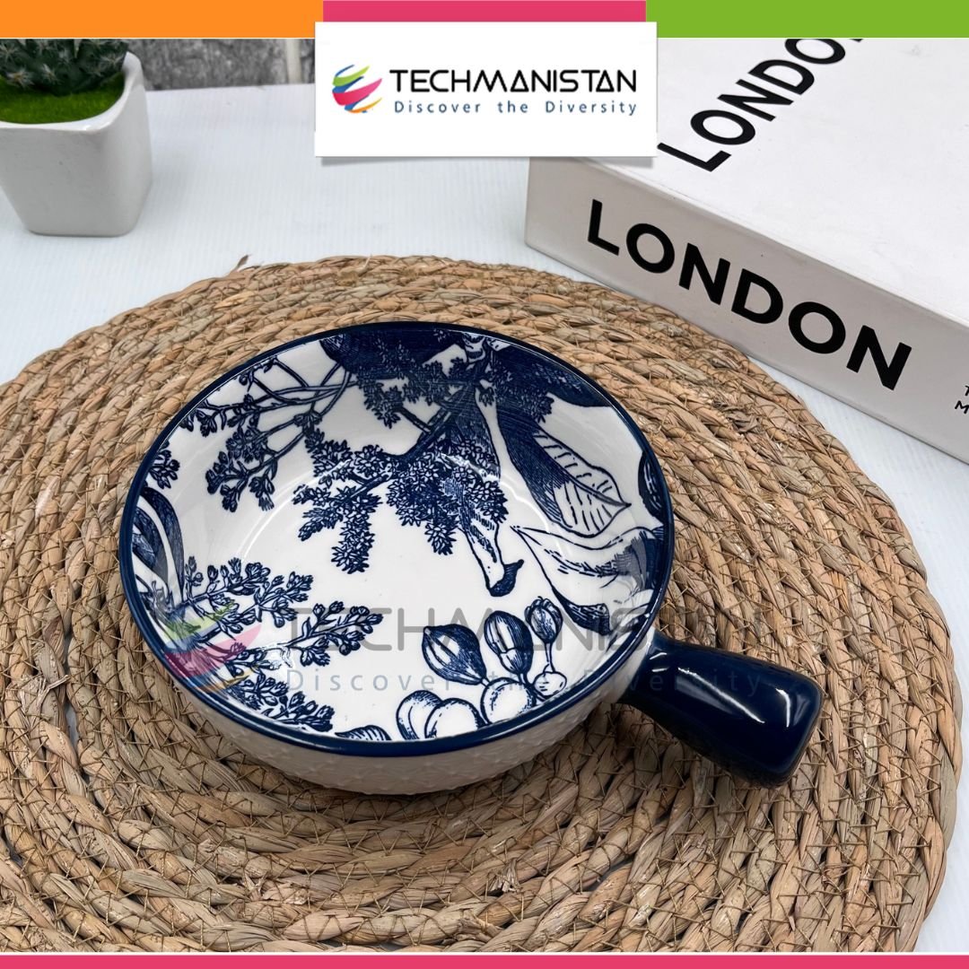 Mandala Print Ceramic Bowl with Handle - Techmanistan in Pakistan