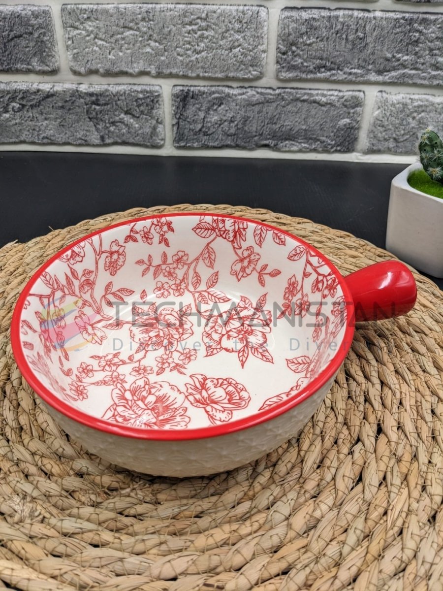 Mandala Print Ceramic Bowl with Handle - Techmanistan in Pakistan
