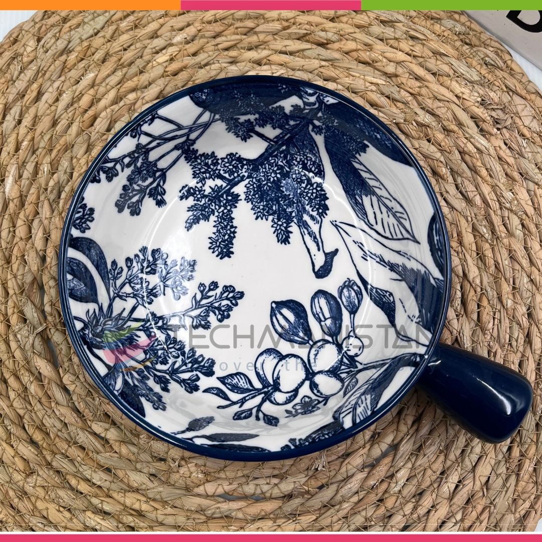 Mandala Print Ceramic Bowl with Handle - Techmanistan in Pakistan