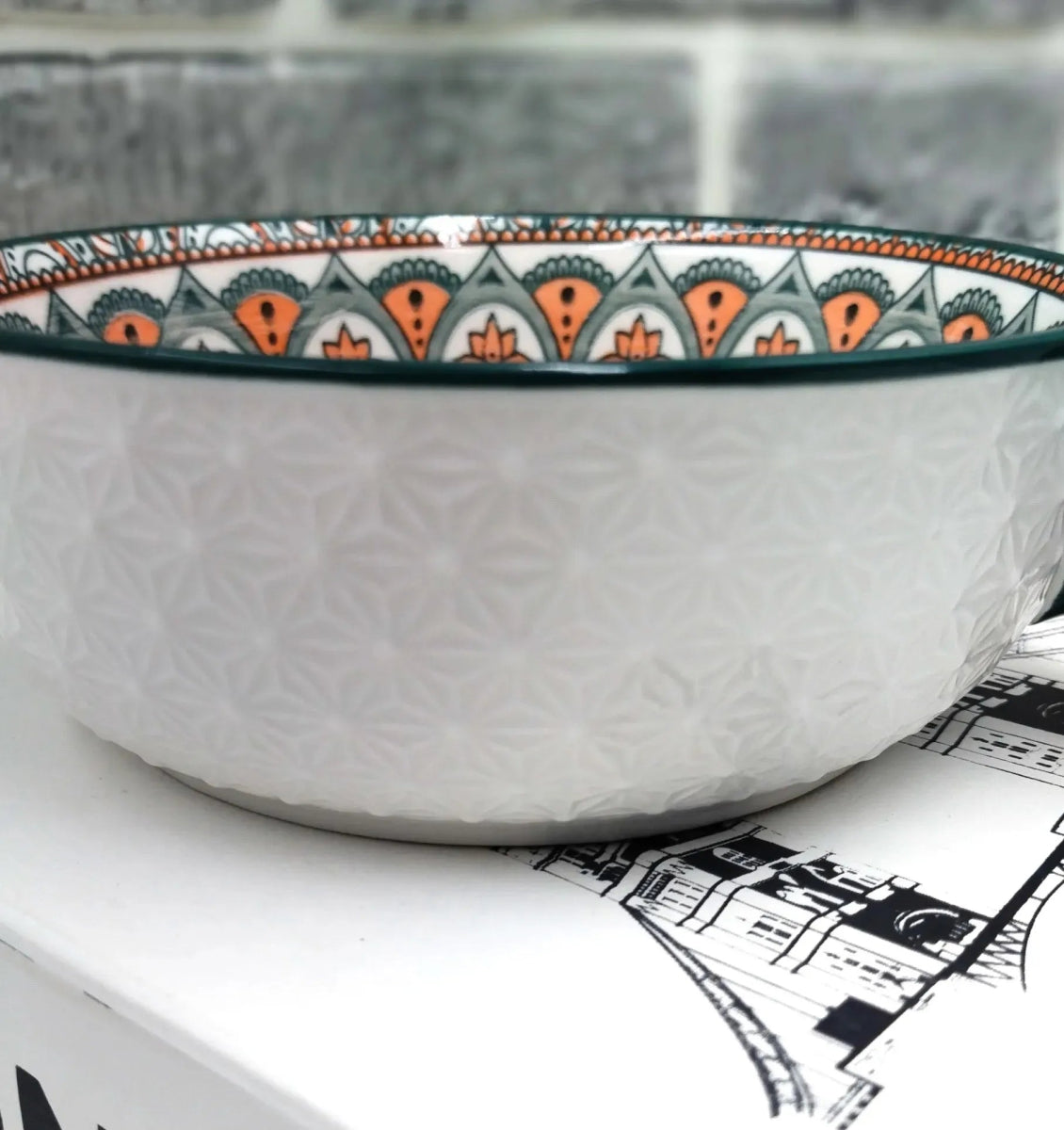 Mandala Print Ceramic Bowl with Handle - Techmanistan in Pakistan