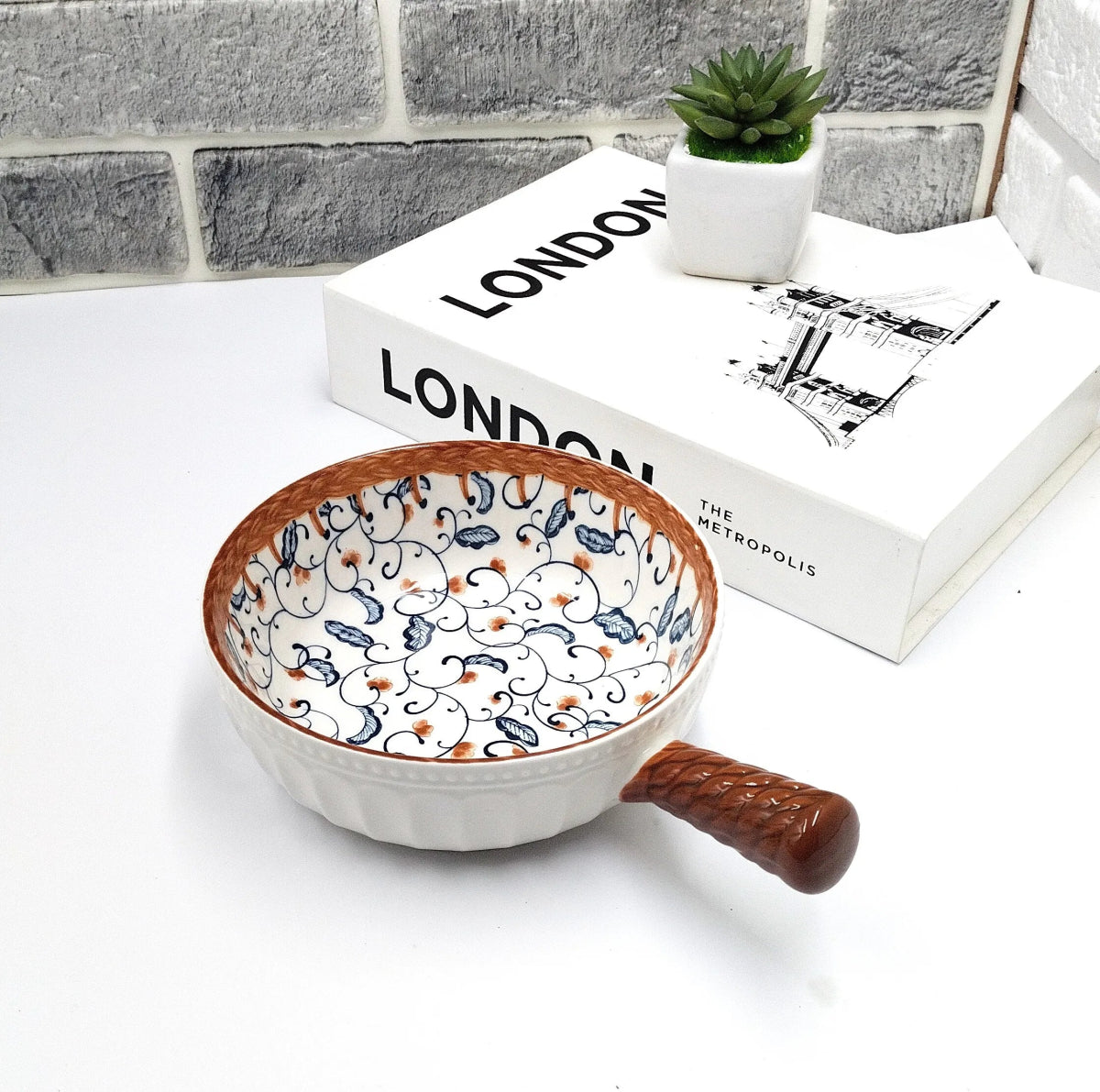 Mandala Print Ceramic Bowl with Handle - Techmanistan in Pakistan