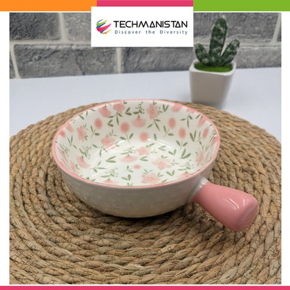 Mandala Print Ceramic Bowl with Handle - Techmanistan in Pakistan