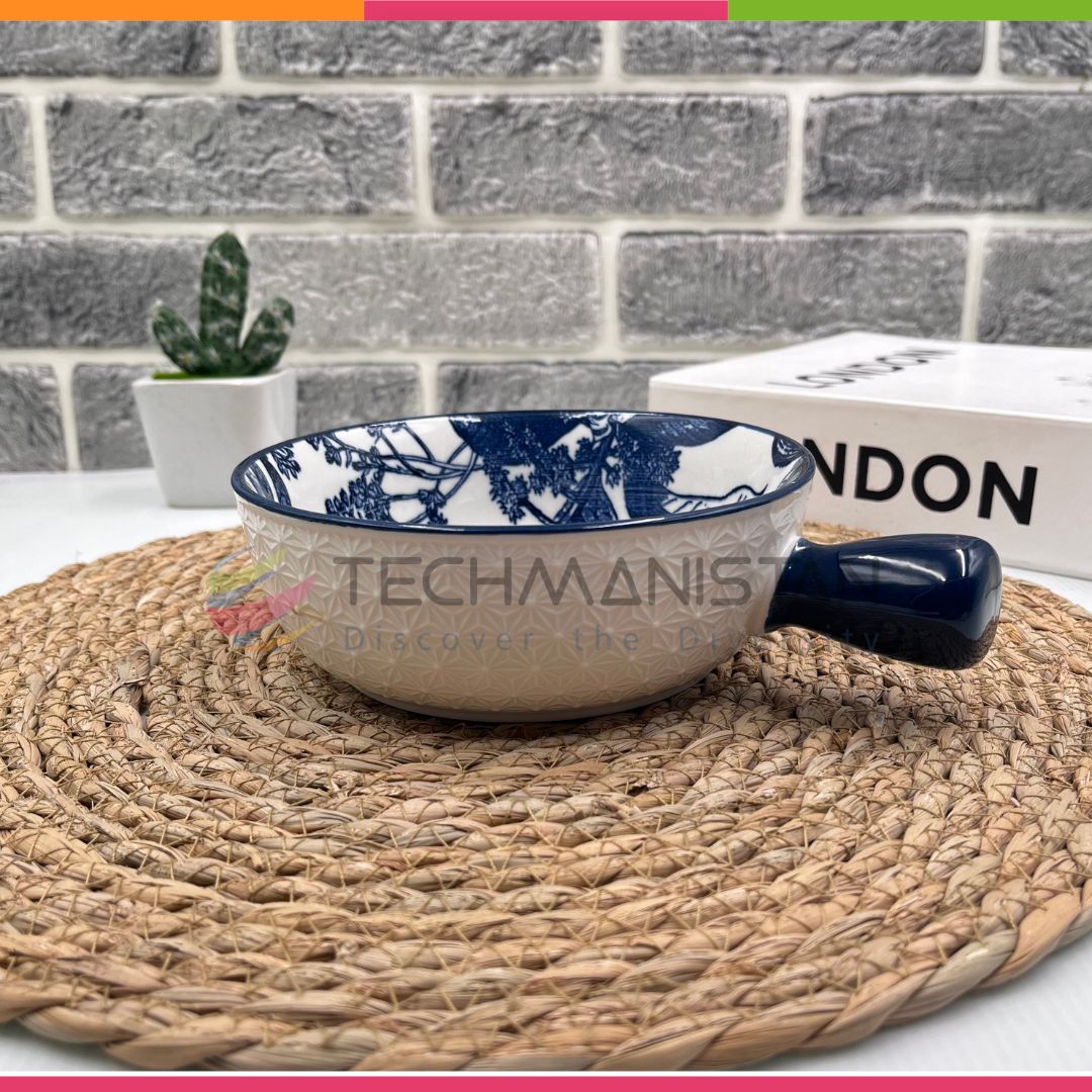 Mandala Print Ceramic Bowl with Handle - Techmanistan in Pakistan