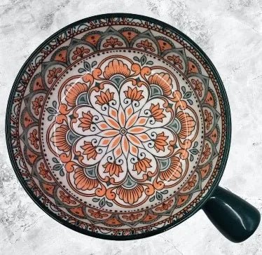 Mandala Print Ceramic Bowl with Handle - Techmanistan in Pakistan