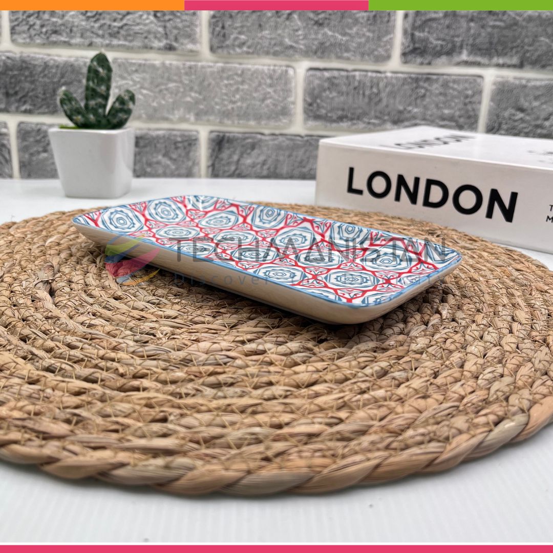 Mandala Printed Ceramic Rectangular Sushi Plate - Techmanistan in Pakistan