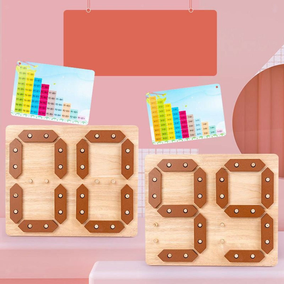 Mathematical Addition & Subtraction Learning Board With Cards, Mathematical Blocks & Cards Counting Learning Board, Kids Wooden Puzzle Game Numbers Learning Educational Toys Board Game - Techmanistan in Pakistan