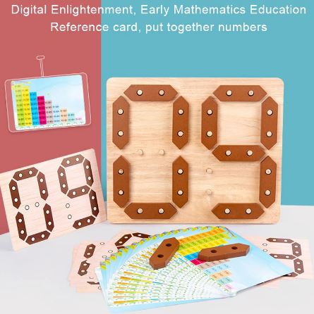 Mathematical Addition & Subtraction Learning Board With Cards, Mathematical Blocks & Cards Counting Learning Board, Kids Wooden Puzzle Game Numbers Learning Educational Toys Board Game - Techmanistan in Pakistan