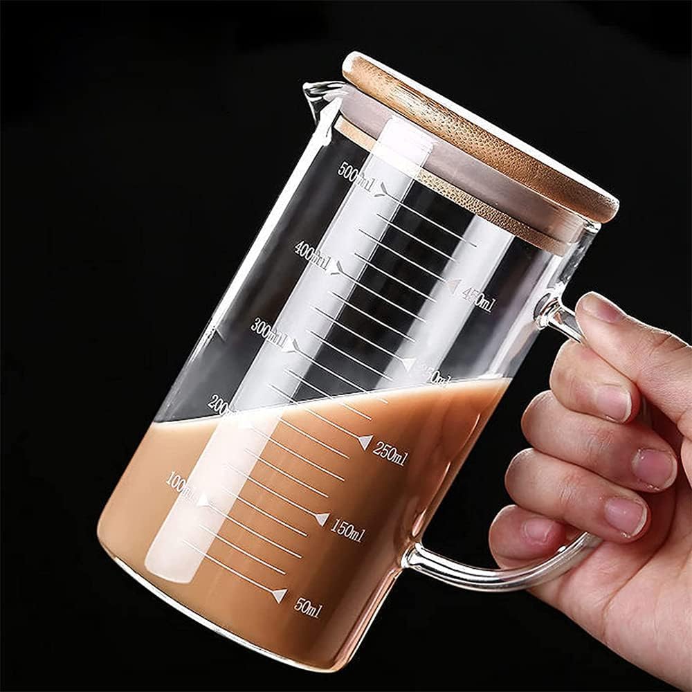 Measuring Glass Jug with Handle & Wooden Lid - Techmanistan