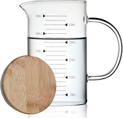 Measuring Glass Jug with Handle & Wooden Lid - Techmanistan
