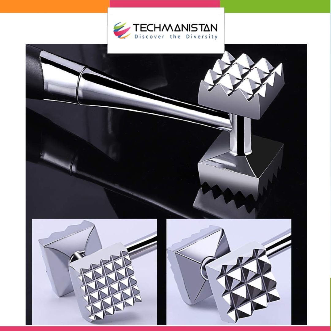 Metal Alloy Double Sided Meat Tenderizer - Techmanistan in Pakistan