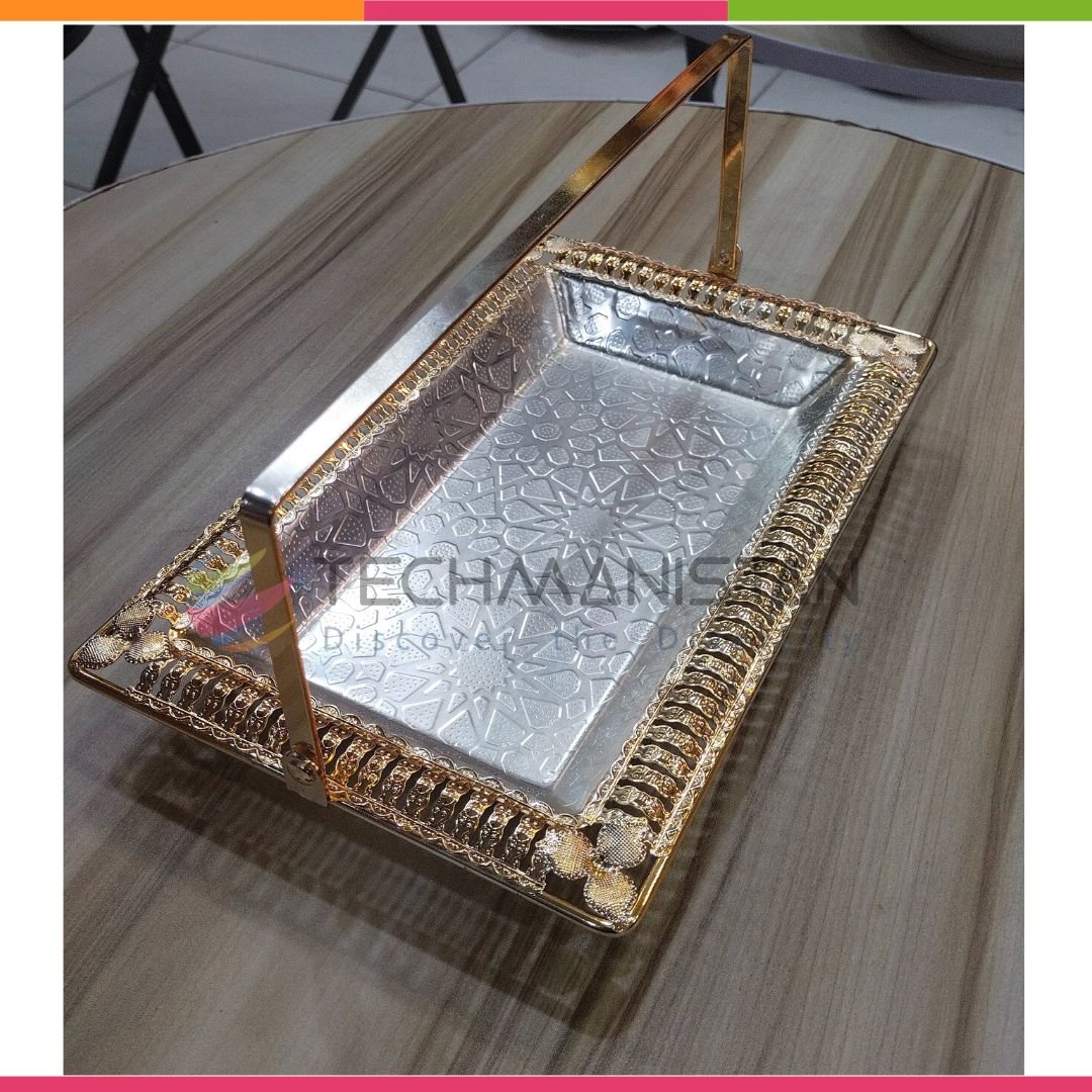 Metal Alloy Serving Tray with Handle - Techmanistan in Pakistan
