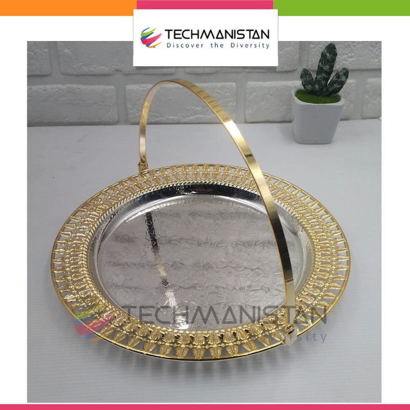 Metal Alloy Serving Tray with Handle - Techmanistan in Pakistan