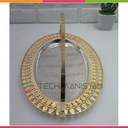 Metal Alloy Serving Tray with Handle - Techmanistan in Pakistan