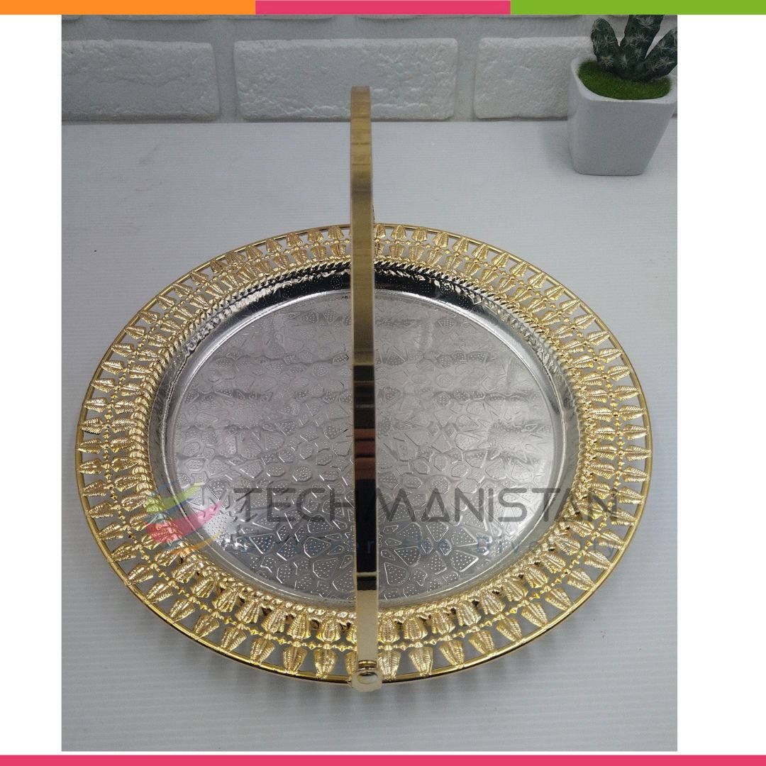 Metal Alloy Serving Tray with Handle - Techmanistan in Pakistan