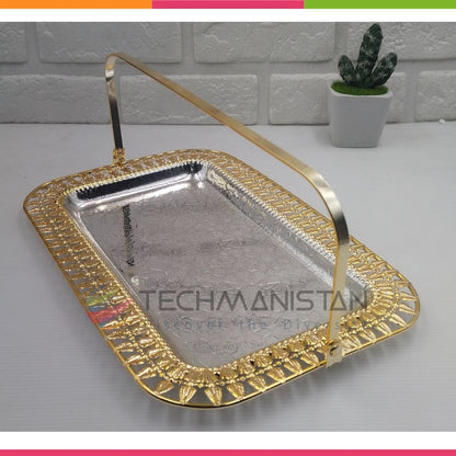 Metal Alloy Serving Tray with Handle - Techmanistan in Pakistan