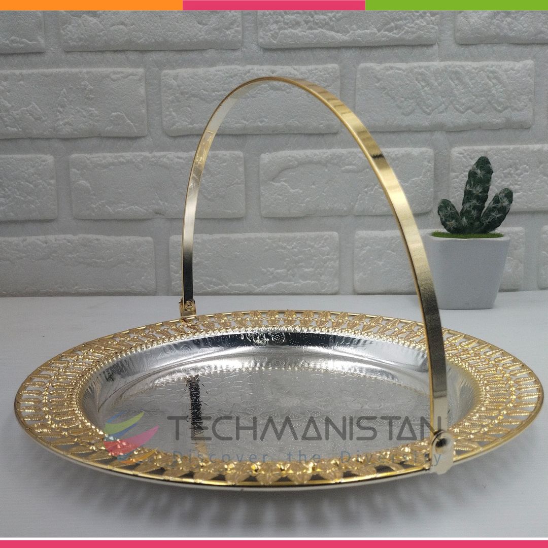 Metal Alloy Serving Tray with Handle - Techmanistan in Pakistan
