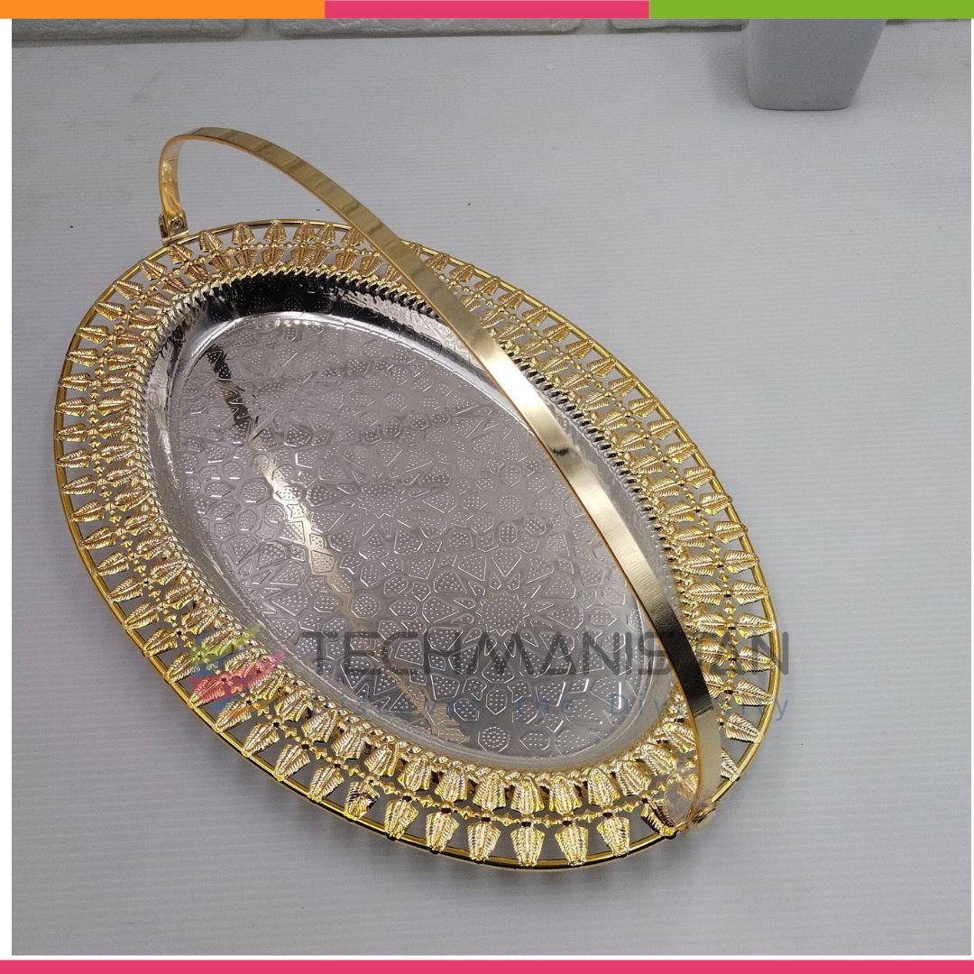 Metal Alloy Serving Tray with Handle - Techmanistan in Pakistan